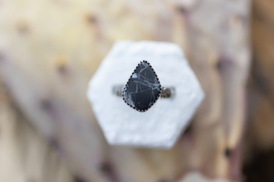 White Buffalo Turquoise Ring | 9.5