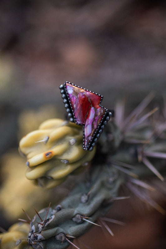 Pink Starburst Bolt Ring | Size 8